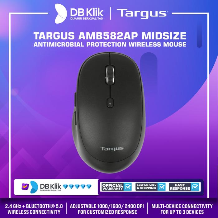 Mouse Targus AMB582AP Midsize Antimicrobial Wireless+Bluetooth 3Device