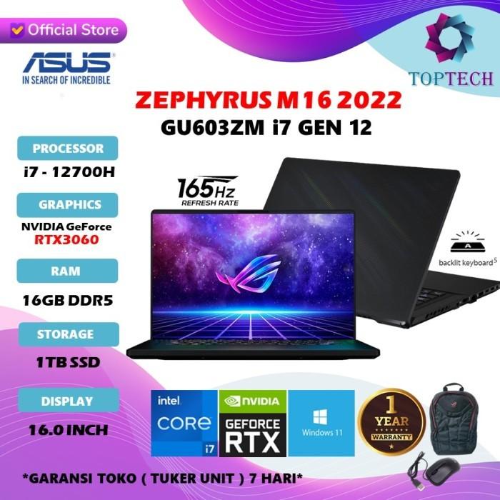 Gambar ASUS ROG ZEPHYRUS M16 GU603HM i9-11900H 24GB 1TBssd RTX3060 6GB WQXGA - i7 12th RTX3060, 16GB 512SSD dari Top Tech Comp undefined Tokopedia
