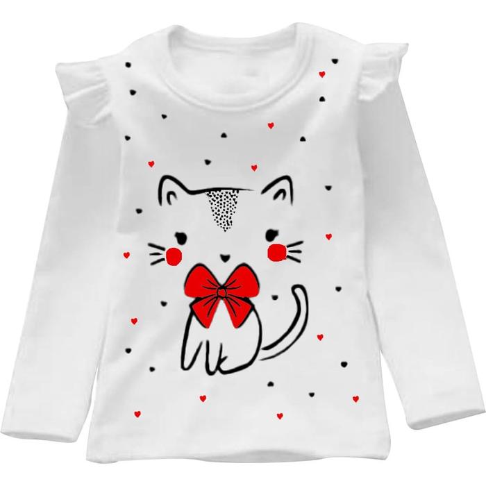Gambar Kaos Anak Perempuan Lengan Panjang Variasi Kerutan/Atasan Cattie Kids - Putih, XL (12-14 tahun dari Aurora _collection99 undefined Tokopedia