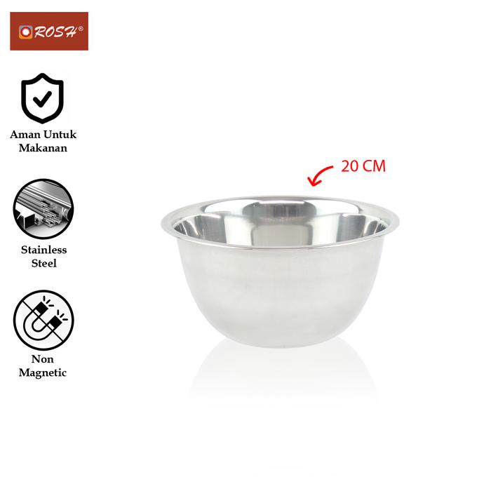 Gambar ROSH Mangkuk Anti Karat 22 CM Stainless Steel ROS-PR-CB22 - 20 CM dari Rosh Kitchen undefined Tokopedia