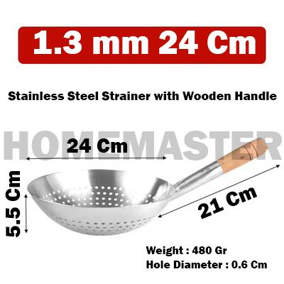 Gambar Serok/Saringan/Tirisan/Strainer Gorengan Jumbo Stainless 24 Cm SS24 - 1.3mm Kayu dari HomemasterShop undefined Tokopedia