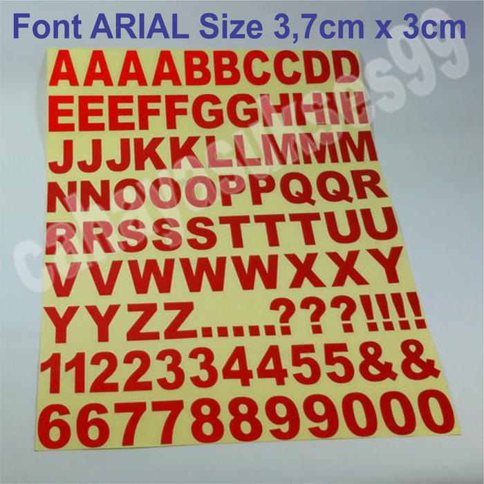 Gambar Sticker Alphabet Abjad Huruf Font ARIAL 3,7cm x 3cm Stiker Label - Merah, 40 gram dari cahayasukses99 undefined Tokopedia