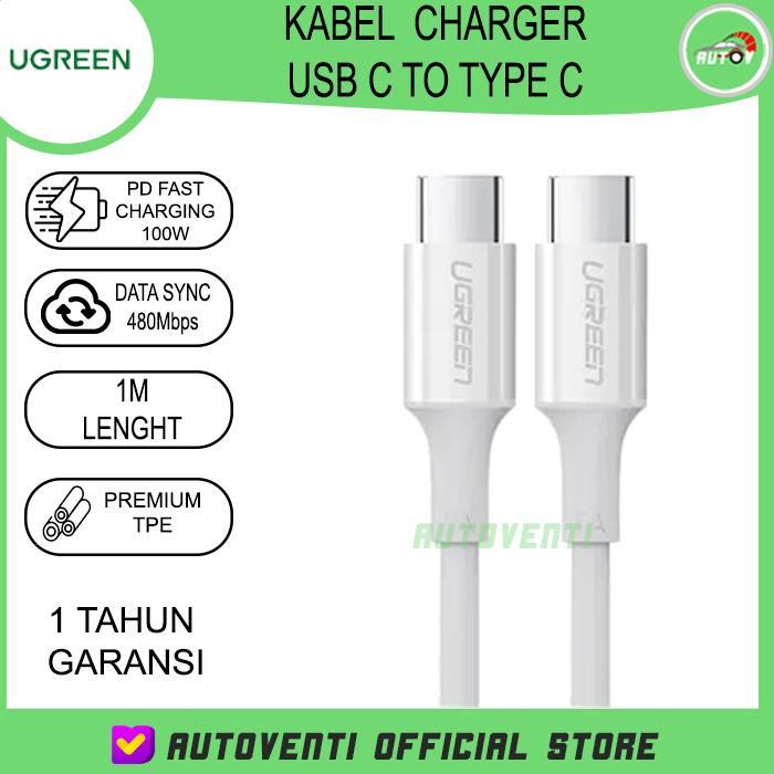 Gambar UGREEN Kabel Charger Type C To Type C PD Fast Charging 100W Oppo Vivo - Putih dari AUTOVENTI Official Store undefined Tokopedia