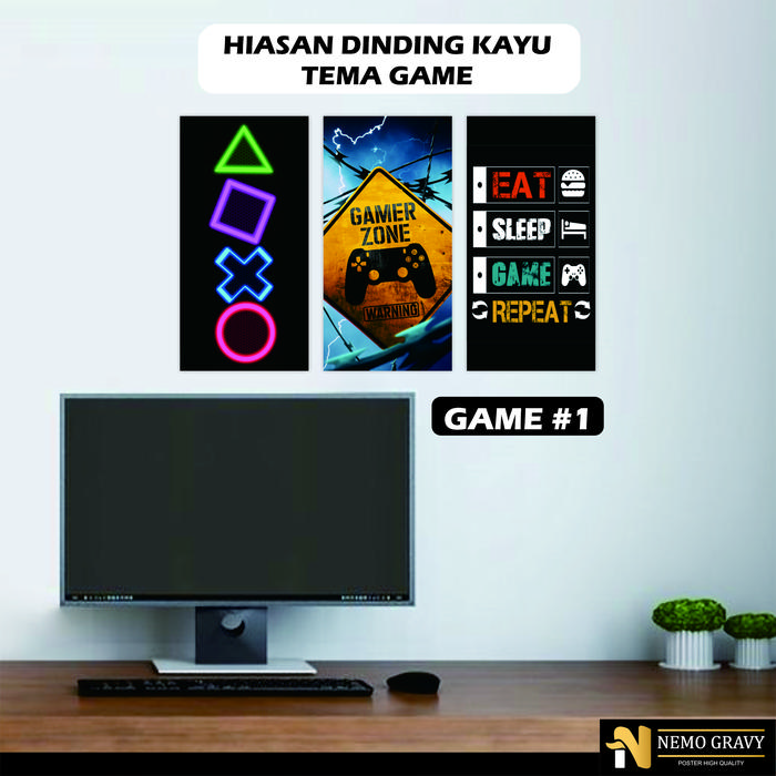 Gambar HIASAN DINDING KAYU | POSTER KAYU TEMA GAME ZONE - GAME #1 dari nemo gravy undefined Tokopedia