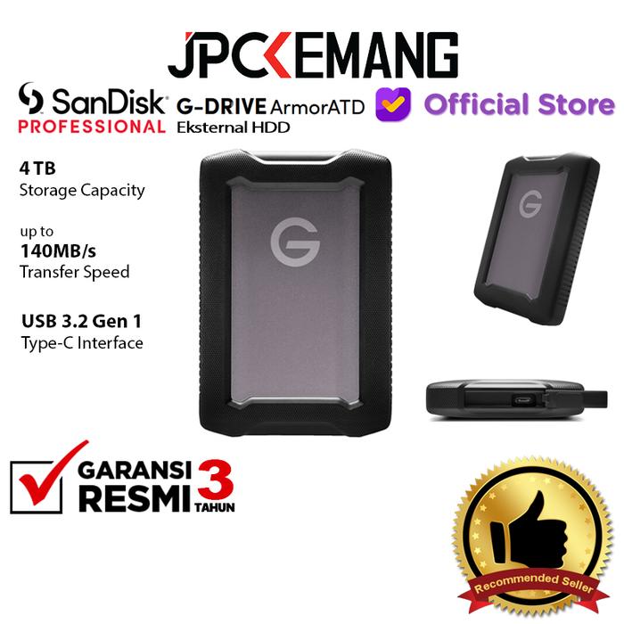 Gambar SanDisk Professional G-DRIVE ArmorATD 4TB Harddisk Eksternal Hard Disk dari JPC Kemang undefined Tokopedia