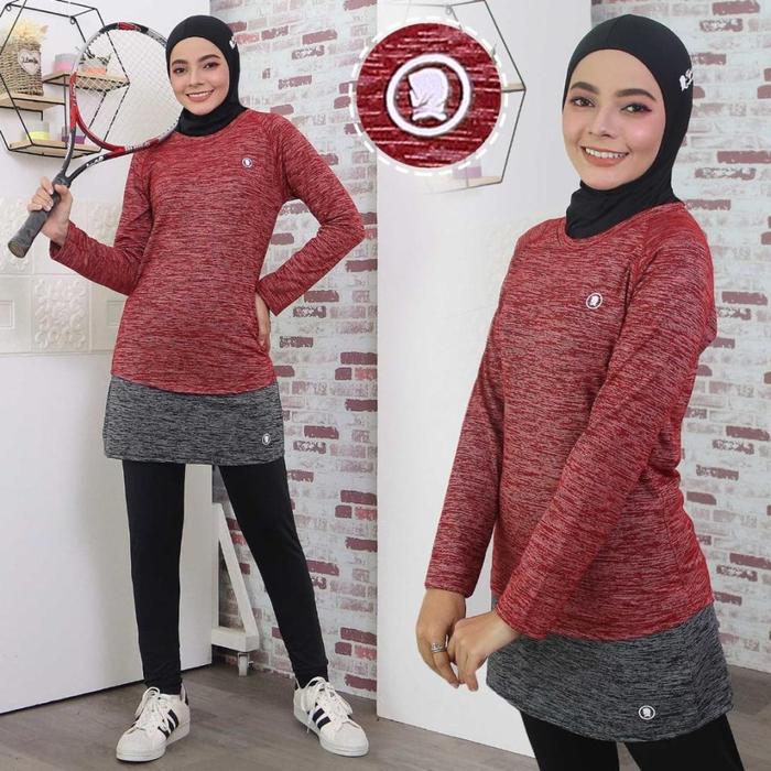 Gambar HITJAB - Baju Olahraga Wanita Tangan Panjang Sport Lari Jogging Yoga - BajuOR-maroon, XXL-XXXL dari Hitjab Sport undefined Tokopedia