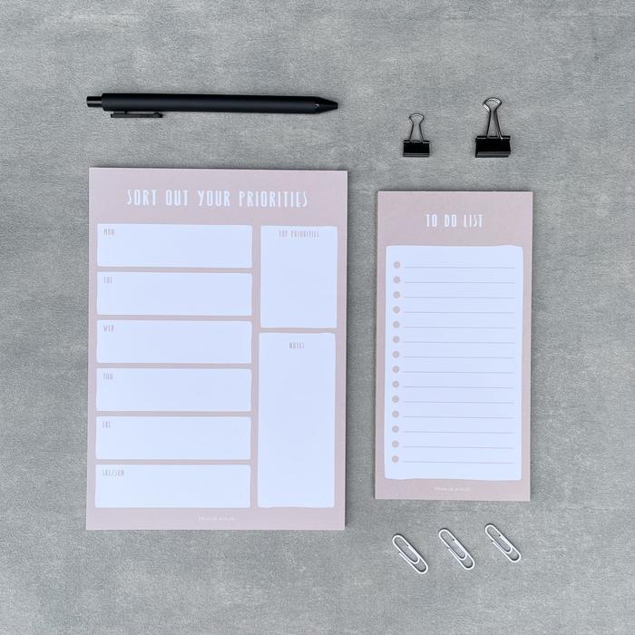 Gambar BIDESH STATIONERY - NOTEPAD PLANNER PAPER TEAROFF (WEEKLY / CHECKLIST / TO DO LIST) PASTEL EDITION - DUSTY PINK, Weekly dari BIDESH undefined Tokopedia