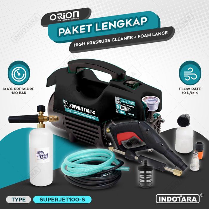 Gambar Paket Lengkap - Orion Jet Cleaner Superjet100S - 1 Foam Lance SFL100S - Onyx Black dari PT. Indotara Persada undefined Tokopedia