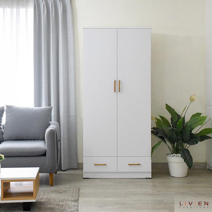Gambar Lemari Pakaian Minimalis Lemari Baju 2 Pintu Zeo Wardrobe Livien - Wardrobe Type 1 dari rinie furniture undefined Tokopedia