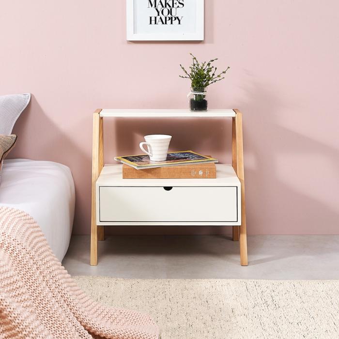 Gambar Lenon Side Table (Tipe 1) / Nakas / Bedside Table / Meja Sudut Kayu - White dari Up Space Official Store undefined Tokopedia