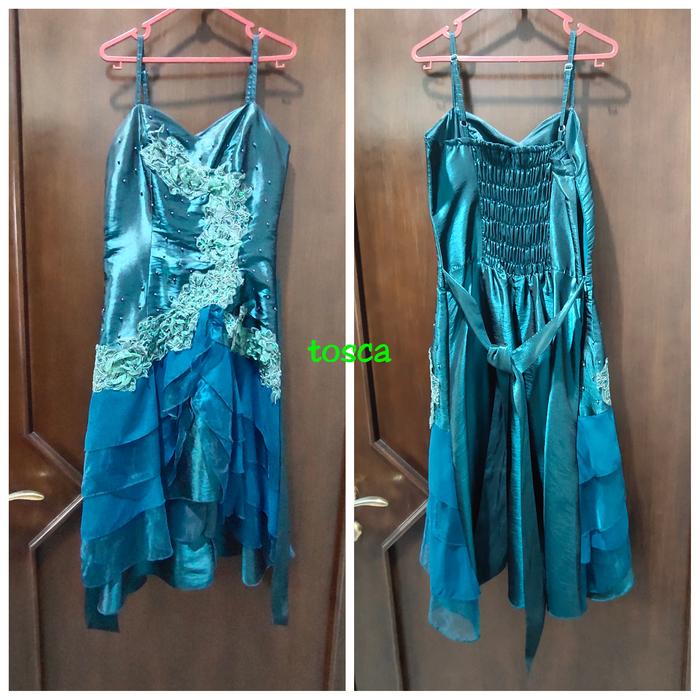 Gambar baju kondangan dress wanita abg preloved bagus murah banget - tosca dari Bowskie store undefined Tokopedia