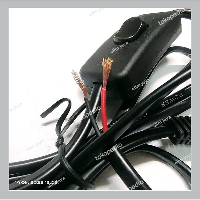Gambar kabel power buntung / kabel AC/ kabel adaptor panjang 1.5 meter - Gepeng + switch dari elim jaya undefined Tokopedia