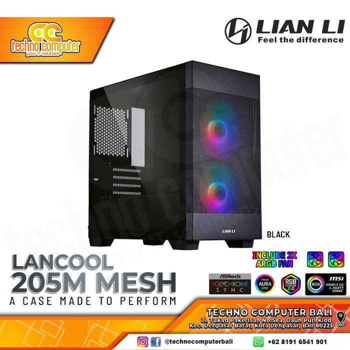 Gambar CASING LIAN LI LANCOOL 205M Mesh - Mid Tower mATX Tempered Case - Hitam dari Techno Computer Bali undefined Tokopedia