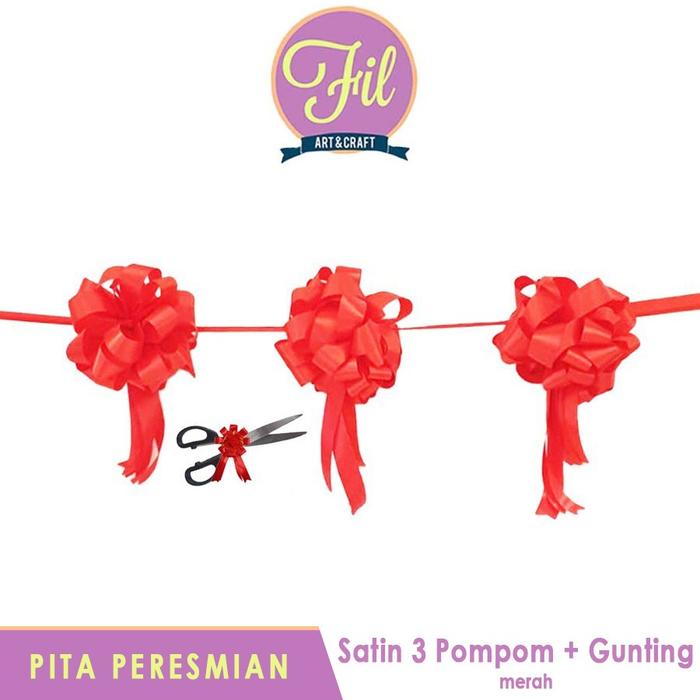 Gambar Pita Peresmian / Gunting Pita / Pita Opening / Pita Satin plus Gunting - 3 pom-pom dari Filsartncraft Official Store undefined Tokopedia