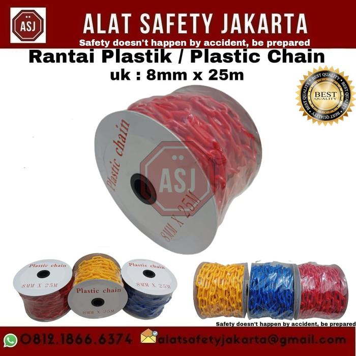 Gambar Rantai Plastik PVC ukuran 8mm x 25m / Plastic Chain 8mm x 25m - Merah dari Alat Safety Jakarta undefined Tokopedia