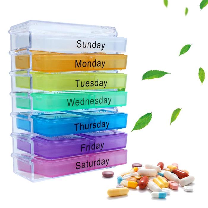 Gambar Kotak Tempat Obat 7 Hari 4 waktu Simpan Box Pil Case Kapsul 7 Days dari Lbagstoremall undefined Tokopedia