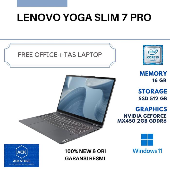 Jual Lenovo Yoga Slim Pro BVID i5-11300H 16GB SSD 512GB MX450