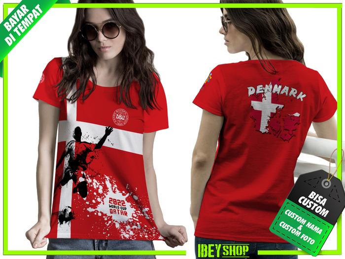 Gambar Baju Jersey DENMARK Wanita PIALA DUNIA 2022 FULLPRINT SUBLIME 01 - Lengan Pendek, S dari JamTanganBola undefined Tokopedia