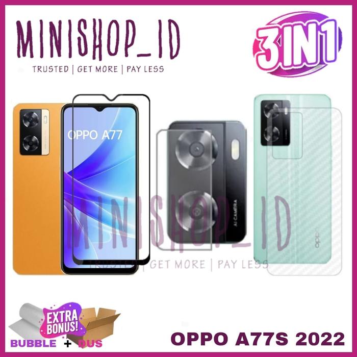 Gambar OPPO A77S 2022 TEMPERED GLASS FULL SKIN CARBON FLEXIBLE CAMERA 3IN1 dari MINISHOP OFFICIAL undefined Tokopedia
