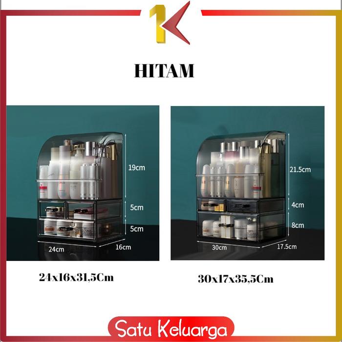 Gambar SK-K132 Rak Kosmetik Dengan Laci Anti Debu Tempat Make Up Skincare - HITAM, 30x17x35,5cm dari Satukeluarga undefined Tokopedia