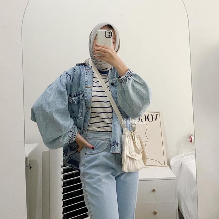 Gambar Jaket Jeans Oversize Wanita Baggy, Vintage Orimoza - Arka Light dari D'stylle undefined Tokopedia