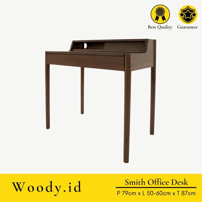 Gambar Smith Office Desk Adjustable Meja Kerja Minimalis Jati - Natural Walnut dari WOODY SPACE undefined Tokopedia