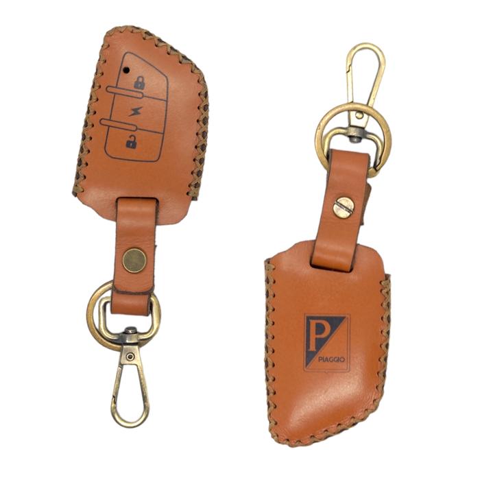 Gambar Leather Case UWINFLY T3 Vespa Listrik Keyless sarung cover kunci Motor - Coklat Muda, CUSTOM PUTIH dari Winclon Store undefined Tokopedia