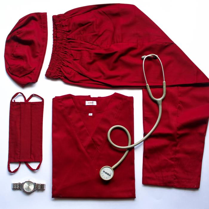 Gambar Baju Jaga/Scrub Medis/Baju Operasi/Baju Oka (PREMIUM - Panjang) - Maroon, L dari Its All Good Semarang undefined Tokopedia