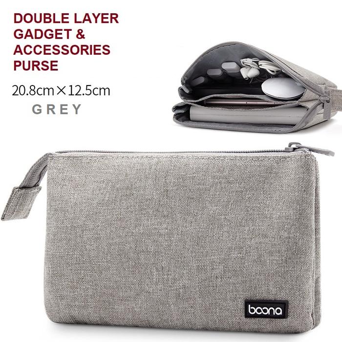 Gambar [BAONA] DOUBLE Layer ACCESSORIES Digital PURSE Tas Travel Accessories - PURSE - GREY dari NidjiShop_NEW undefined Tokopedia