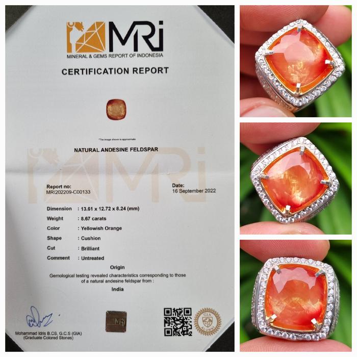 Gambar Batu Yellowish Orange Andesine Top Luster Sertifikat 8.67 crt dari AZHAR GEMSTORE undefined Tokopedia