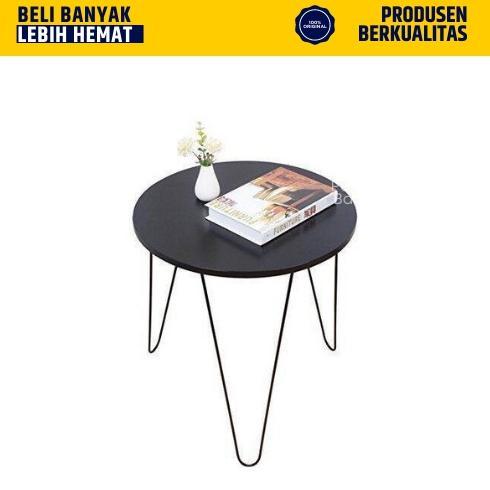 Gambar Meja Bulat Kaki Besi Hitam Minimalis Ruang Tamu - Diameter 50cm dari MOCII~ undefined Tokopedia
