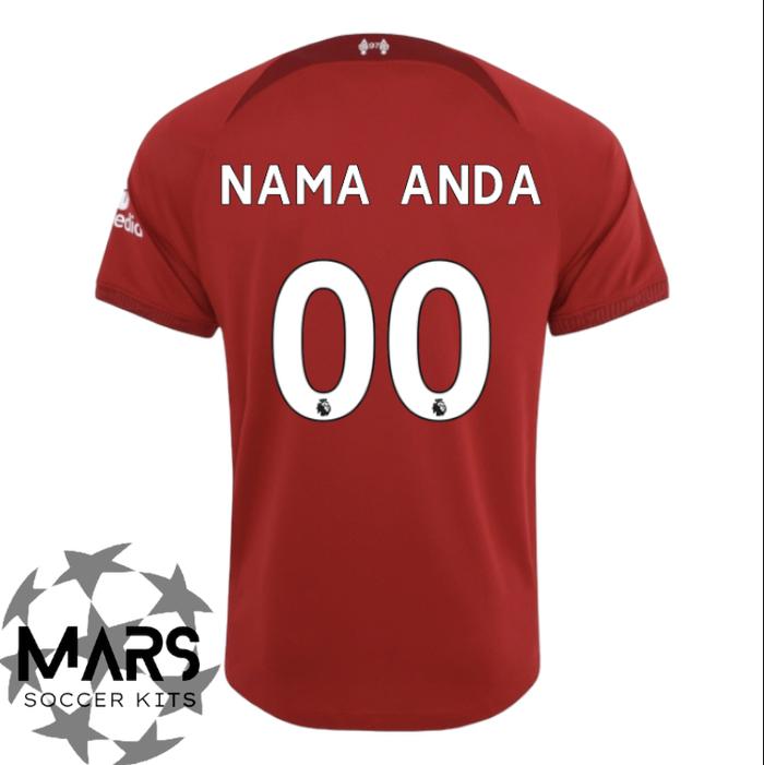Gambar Liverpool 22/23 Stadium Home Jersey + Custom Name & Number - Nama + Nomor, XS dari Mars Soccer Kits undefined Tokopedia