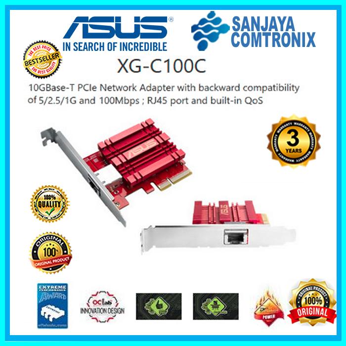 ASUS XG-C100C Adaptateur Réseau 10GBase-T PCIe - Rétrocompatible 5/2.5/1G Et 100Mb/s, Port RJ45, QoS Intégré