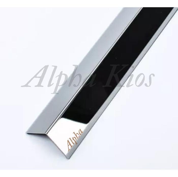 Gambar List Plat Siku Stainless/Silver/Rose/Gold/Black/10x20mmxP3050mmxT0,8mm - Silver Miror dari Alpha Kios undefined Tokopedia