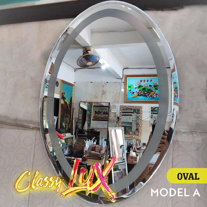 Gambar TOUCHSCREEN LED Classy LUX OVAL Cermin 5 MM Smart Mirror SHABBY - A, 45 x 60 dari sweetfavorites undefined Tokopedia