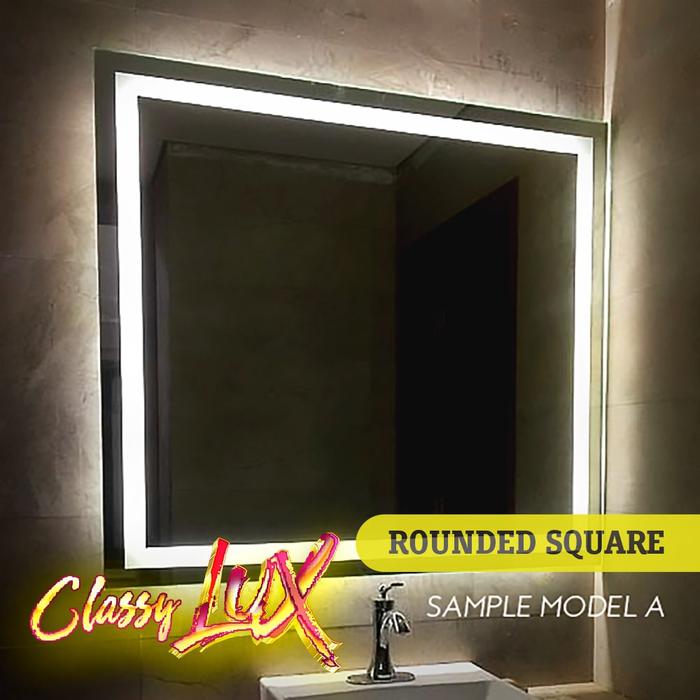 Gambar TOUCHSCREEN LED Classy LUX Rounded Square Cermin 5 MM Smart Mirror - A dari sweetfavorites undefined Tokopedia
