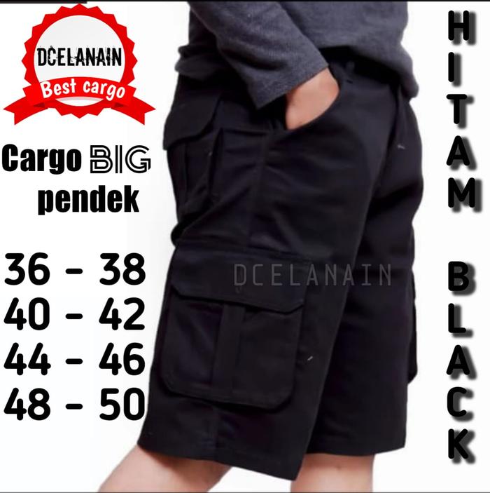 Gambar CELANA PENDEK PRIA / CELANA CARGO PENDEK JUMBO / CARGO BAHAN PREMIUM - Hitam, 40 dari Dcelanain undefined Tokopedia