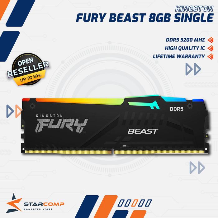 Gambar Kingston Fury Beast RGB DDR5 5200Mhz 8GB (1x8GB) RAM Kingston dari Starcomp Origin undefined Tokopedia