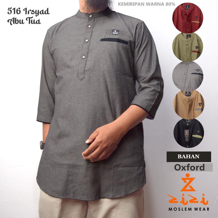 Gambar KURTA ZIZI IRSYAD Pakaian Muslim Pria Dewasa Lengan Raglan 516 - Abu Tua, M dari Zizi Moslem Wear Official Store undefined Tokopedia