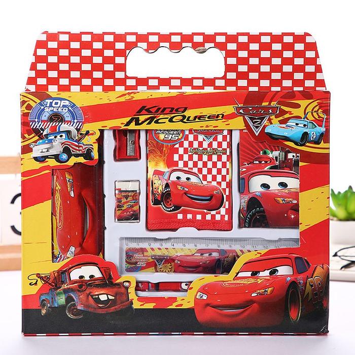 Gambar Alat tulis set 8 in 1 box anak-anak sekolah kartun pengaris kotak - car dari Wimigo undefined Tokopedia