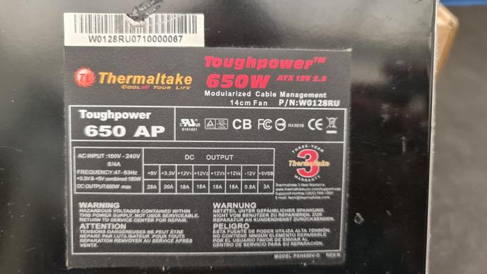 Gambar Thermaltake Toughpower 650w PSU W0128RU 650 AP PGS-T-38 dari KHEONG SIAH COMPUTER undefined Tokopedia