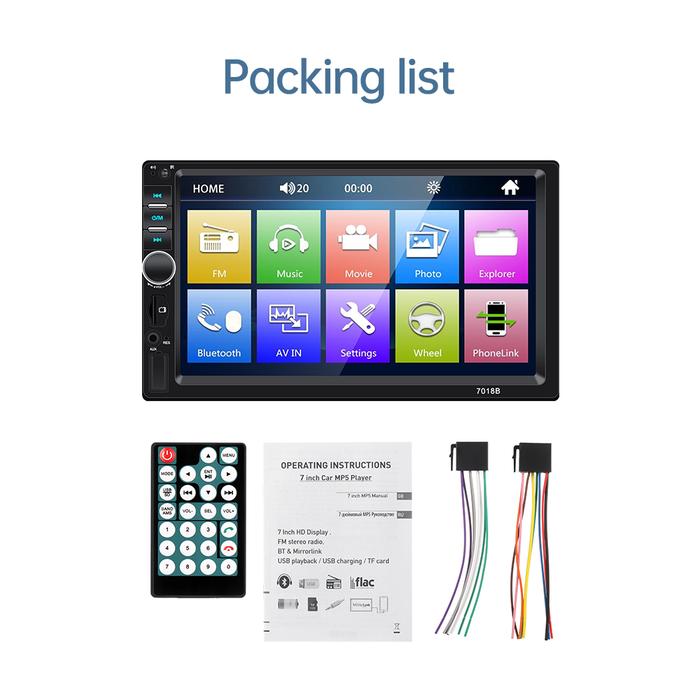 Gambar 7018B Double DIN Radio Mobil 7 inci Head Unit Multimedia Video Player - 7018, no camera dari GEARELEC-ID undefined Tokopedia