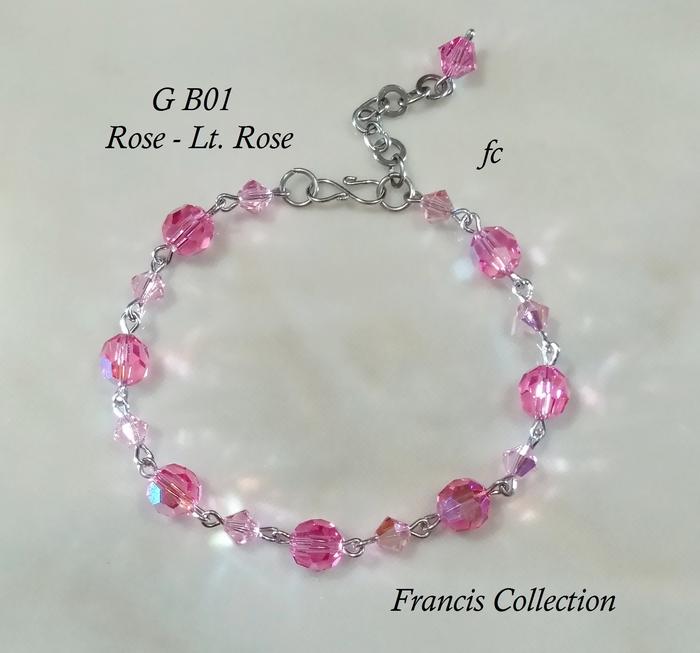 Gambar G B01 Part 3. Gelang Swarovski asli Bulat 6mm Bicone 4mm. Warna Merah - Rose-Lt.Rose, 14,5cm Dgn Ekor dari Francis Collection Shop undefined Tokopedia