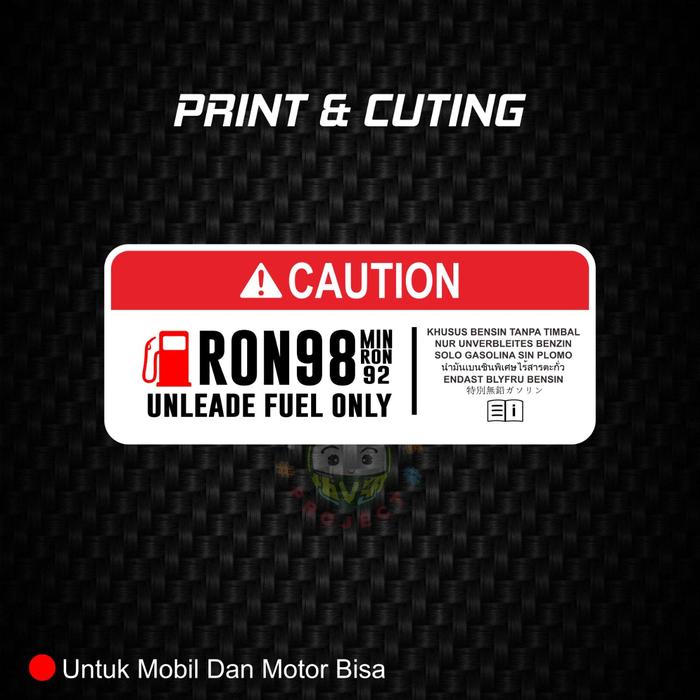 Gambar Sticker tangki motor mobil unleade fuel only stiker bensin print cut - ron98 dari STICKER BAE undefined Tokopedia