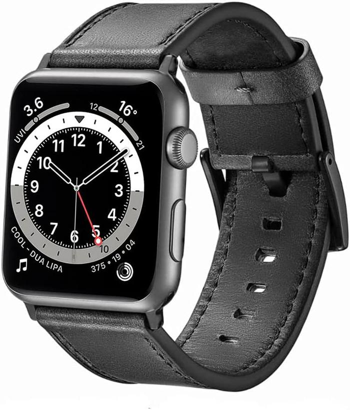 Gambar Apple Watch Strap Leather 38mm 40mm 42mm 44mm 45mm SE 8 7 6 5 4 3 2 - Hitam, 38mm/40mm/41mm dari iBingo Tech undefined Tokopedia