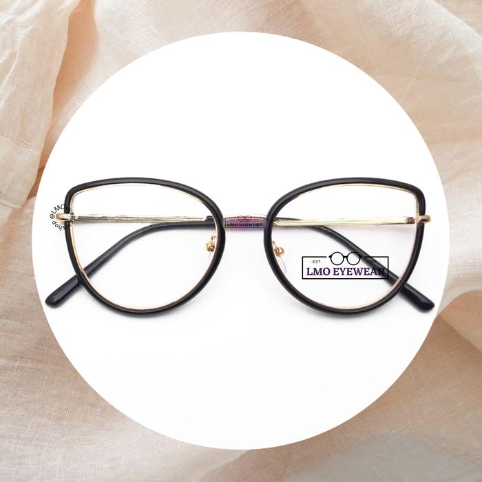 Gambar Frame Lexi Kacamata Baca Minus Silinder Cat Eye Lensa Anti Radiasi - Black, Frame Only dari LMO Eyewear undefined Tokopedia