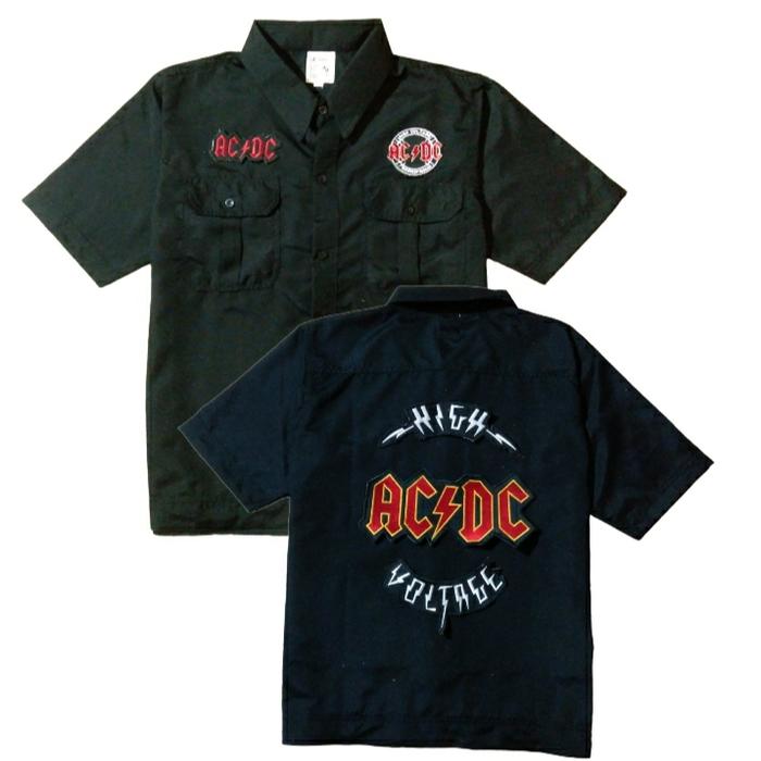 Gambar Workshirt kemeja pendek hitam custom bordir musik band - acdc, M dari mybrandcmh undefined Tokopedia