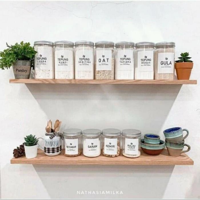 Gambar Rak Bumbu Dapur / Rak Buku / Rak Makeup Serbaguna Gantung Kayu Dinding - rak ambalan, 20cm dari Bam'S_ShoP undefined Tokopedia