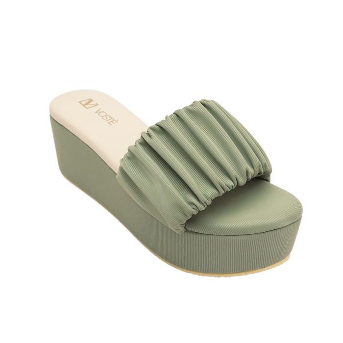Gambar VOSTE VIENNA - Wedges Sepatu Sandal Selop Wanita Sendal 9cm - Green, 36 dari Voste.id undefined Tokopedia