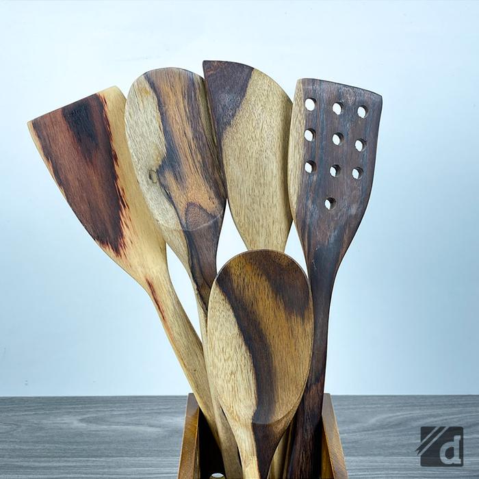 Gambar Spatula Set Isi 5 Pcs Bahan Kayu - Variasi Centong Jawa - Sonokeling dari Dadalala undefined Tokopedia
